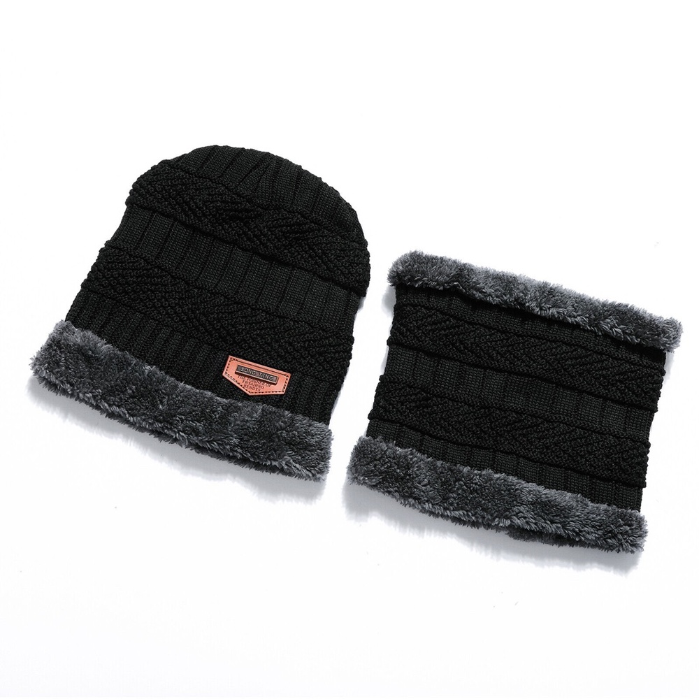 New Women Winter Warm Fleece Lined Balaclava Snow Ski Cap Beanie Hat Scarf Set